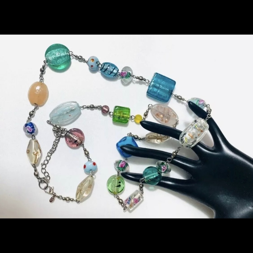 Premier Designs "Venetian" Murano Glass  Artisan Glass Bead Statement Necklace - Picture 10 of 13